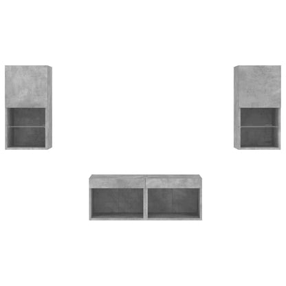 TV-Möbel Betonggrå TV-skåp 4 delar med LEDs