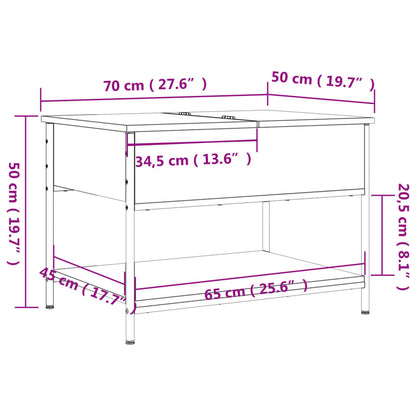 Sohvapöytä musta 70x50x50 cm ja metallia