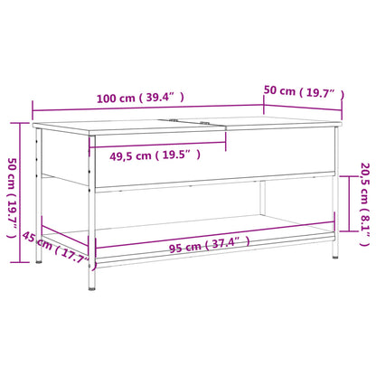 Soffbord rökfärgad ek 100x50x50 cm och metall