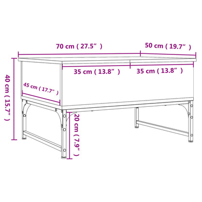 Soffbord brun ek 70x50x40 cm metall