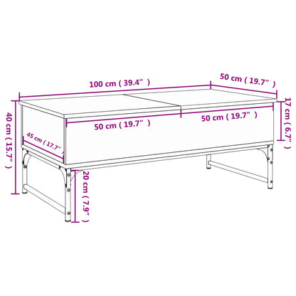 Soffbord rökfärgad ek 100x50x40 cm och metall