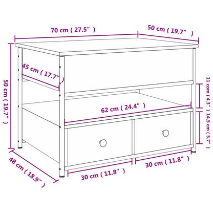 Soffbord brun ek 70x50x50 cm metall