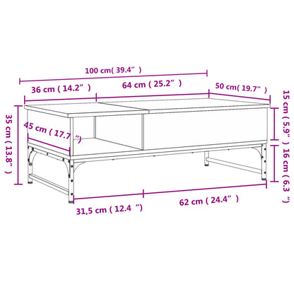 Soffbord svart 100x50x35 cm metall