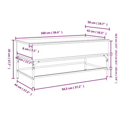 Soffbord brun ek 100x50x45 cm metall