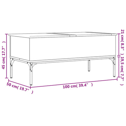 Sohvapöytä musta 100x50x45 cm ja metallia