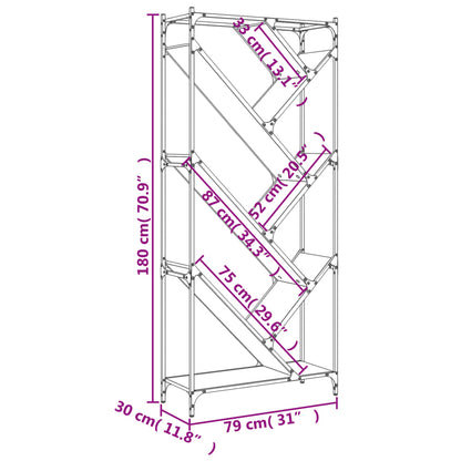 Kirjahylly musta 79x30x180 cm ja metallia