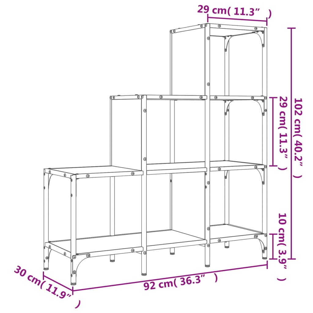 Kirjahylly musta 92x30x102 cm ja metallia