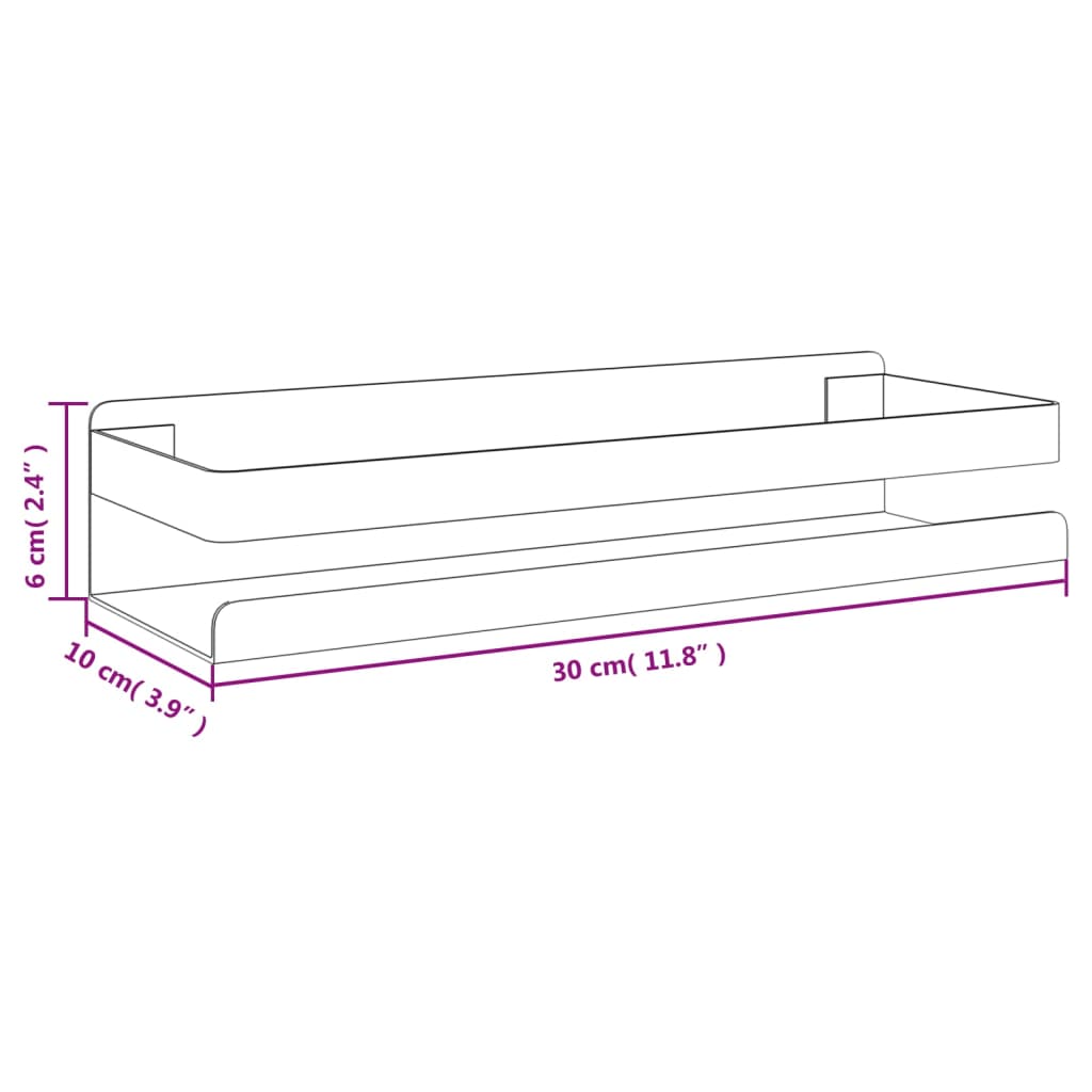 Kylpyhuoneen hylly Suihkuhylly matta musta 30x10x6 cm harjattu 304 ruostumaton teräs