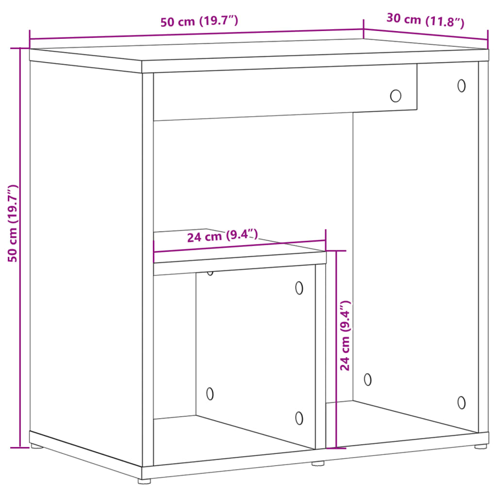 Sidobord sonoma ek 50x30x50 cm