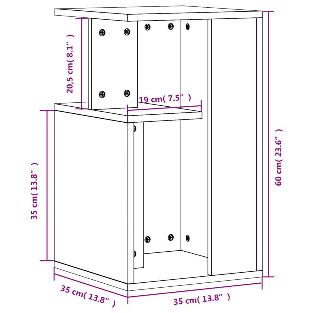 Sidobord vit 35x35x60 cm