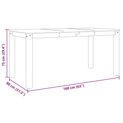 Matbord massiv furu möbelserie PANAMA vit 160x80x75 cm