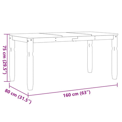 Ruokapöytäkalusteet sarja CORONA valkoinen 160x80x75 cm massiivimänty