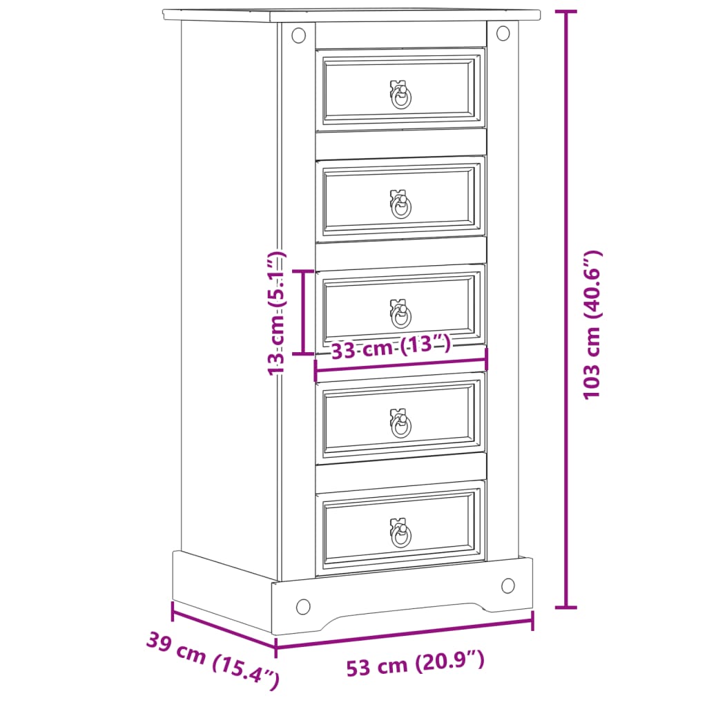 Sängbord Nattduksbord massiv trä furu möbelserie CORONA 53x39x103 cm