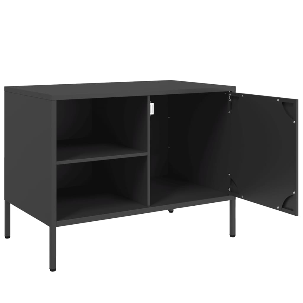 TV-möbel svart TV-bänk 2 st 68x39x50,5 cm stål