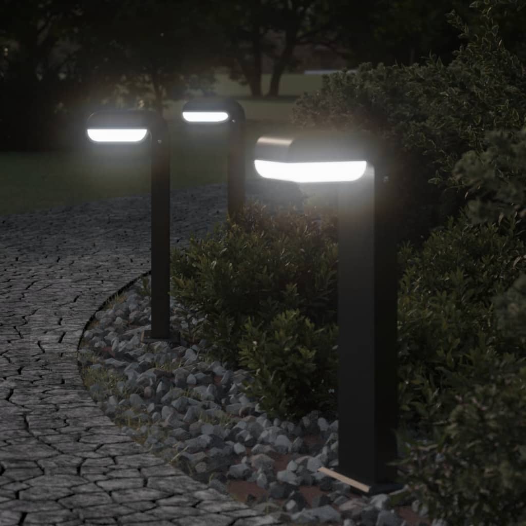 Trädgårdsbelysning Utomhusgolvlampa 3st svart 50 cm gjuten aluminium