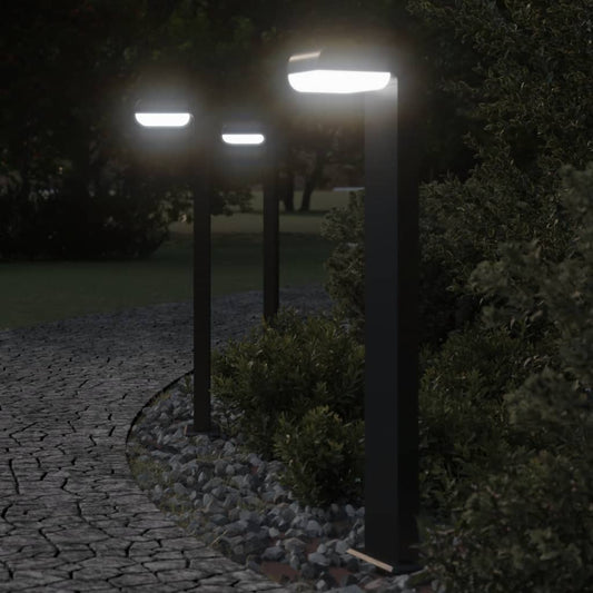 Trädgårdsbelysning Utomhusgolvlampa 3st svart 80 cm gjuten aluminium