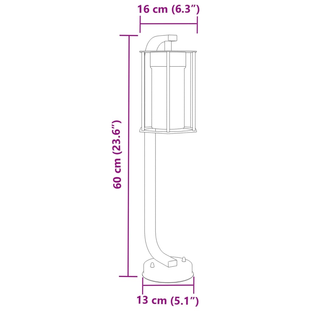 Puutarhavalaistus Ulkolattiavalaisin musta 60 cm ruostumatonta terästä