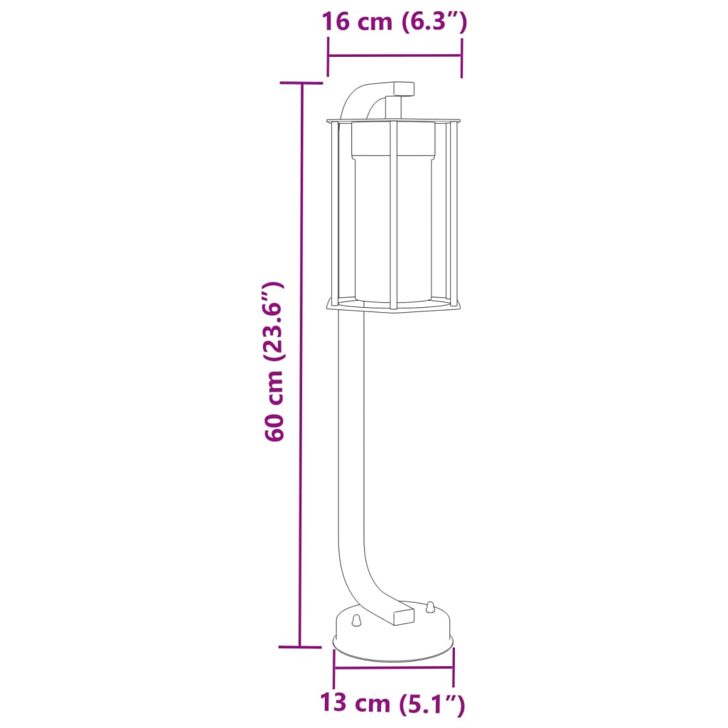 Trädgårdsbelysning Utomhusgolvlampa 3 st svart 60 cm rostfritt stål