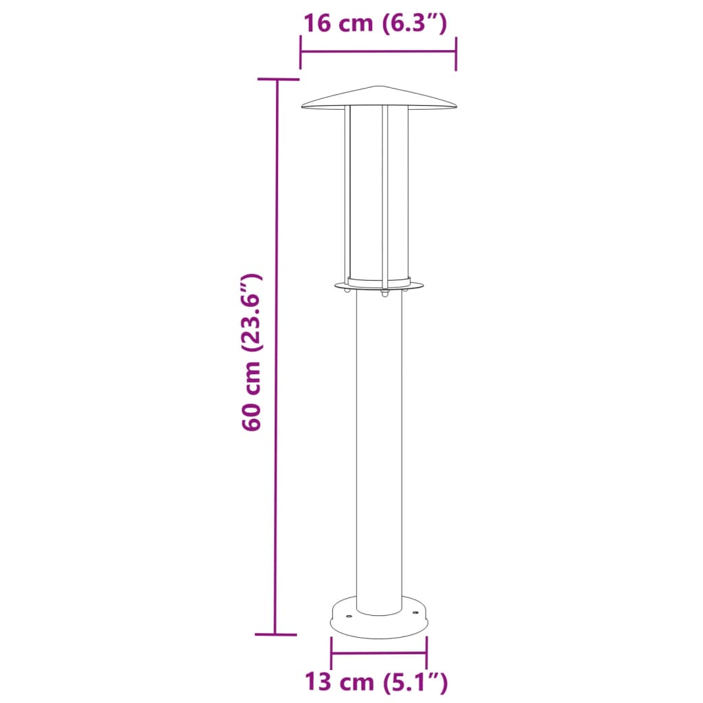 Trädgårdsbelysning Utomhusgolvlampa silver 60 cm rostfritt stål