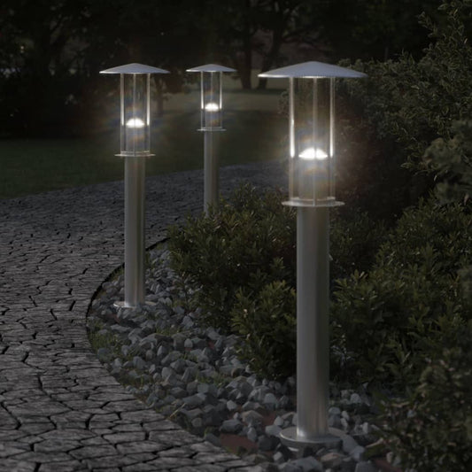 Trädgårdsbelysning Utomhusgolvlampa silver 60 cm rostfritt stål