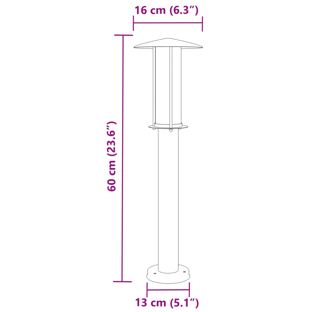 Puutarhavalaistus Ulkolattiavalaisin musta 60 cm ruostumatonta terästä