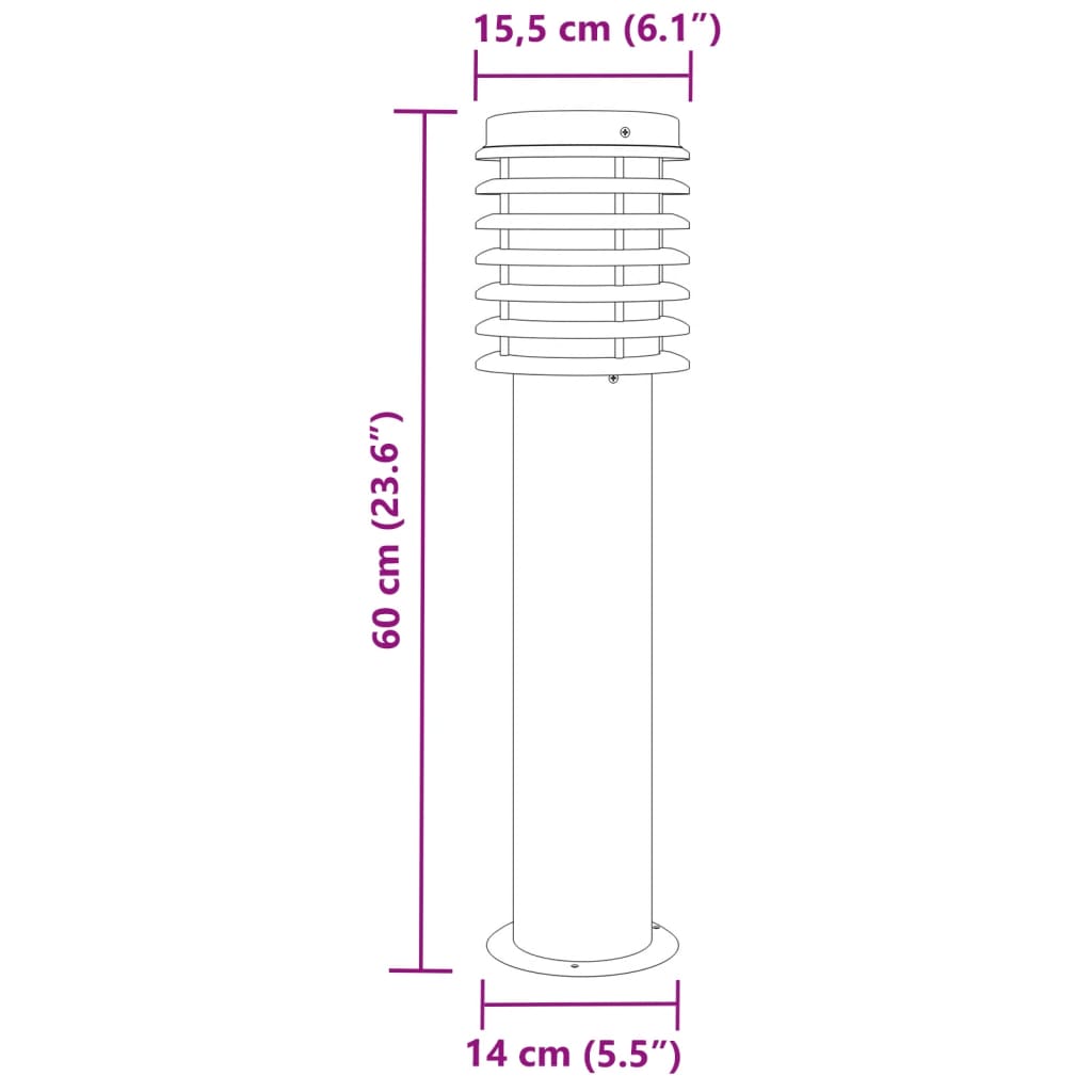 Puutarhavalaistus Ulkolattiavalaisin musta 60 cm ruostumatonta terästä