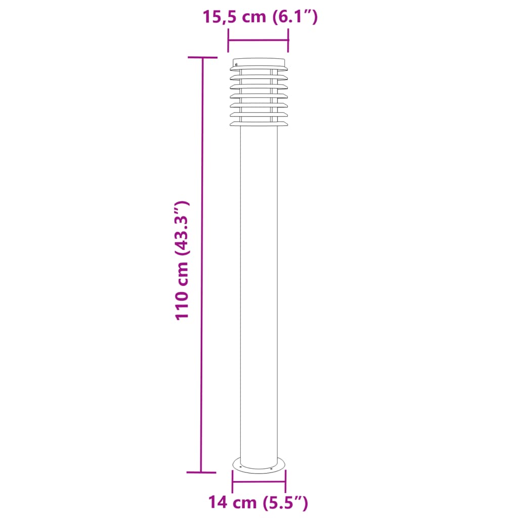 Puutarhavalaistus Ulkolattiavalaisin musta 110 cm ruostumatonta terästä