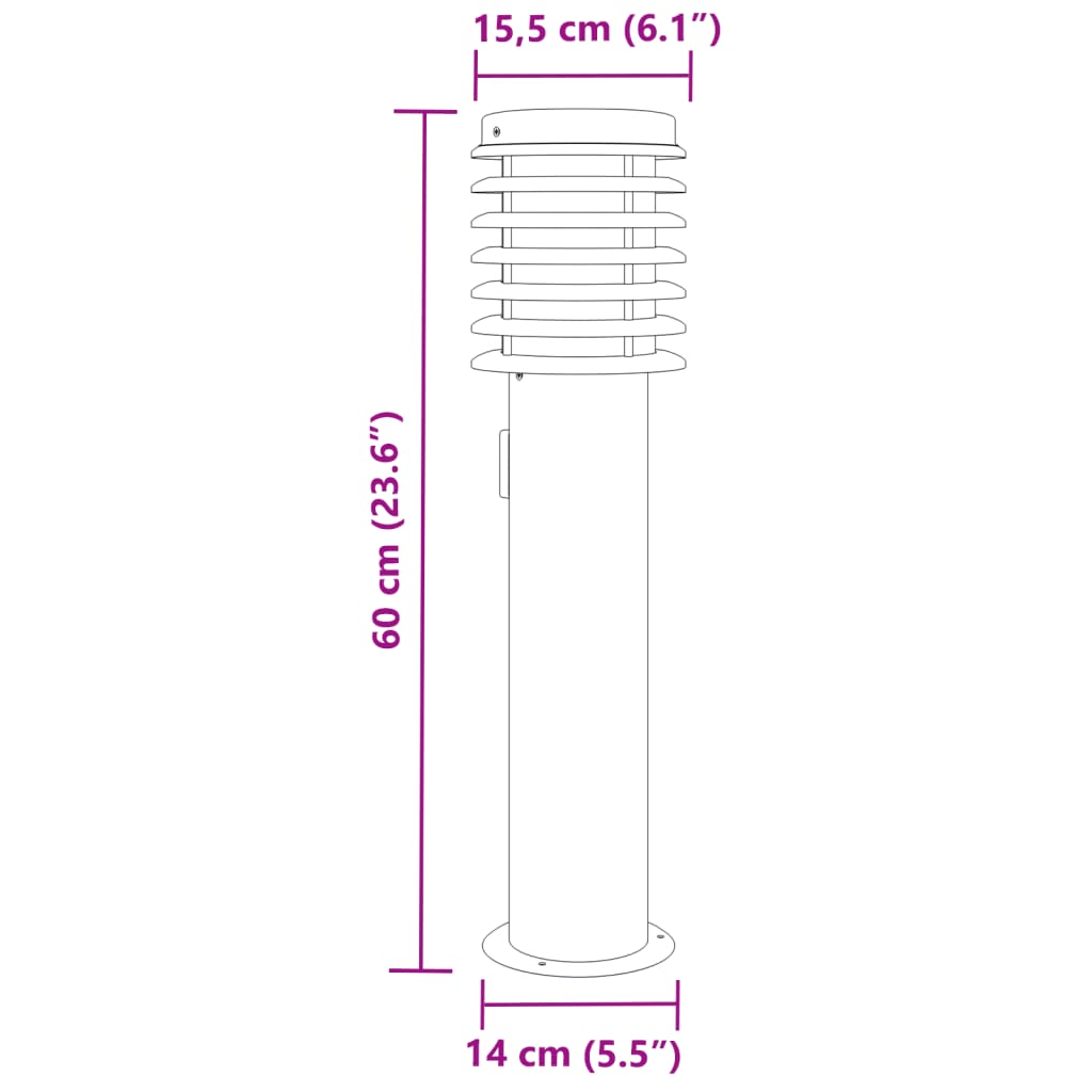 Trädgårdsbelysning Utomhusgolvlampa med eluttag silver 60 cm rostfritt stål