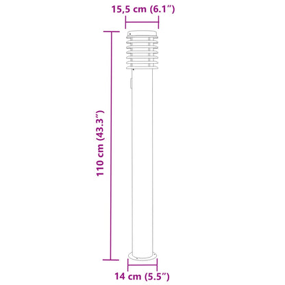 Trädgårdsbelysning Utomhusgolvlampa med eluttag 3 st silver 110 cm rostfritt stål