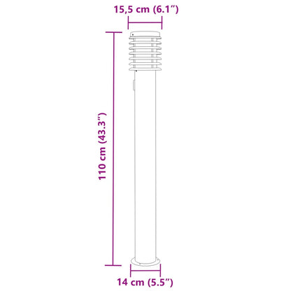 Trädgårdsbelysning Utomhusgolvlampa med eluttag svart 110 cm rostfritt stål