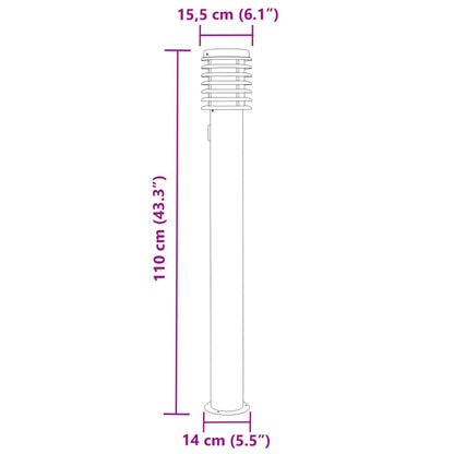 Trädgårdsbelysning Utomhusgolvlampa med eluttag 3 st svart 110 cm rostfritt stål