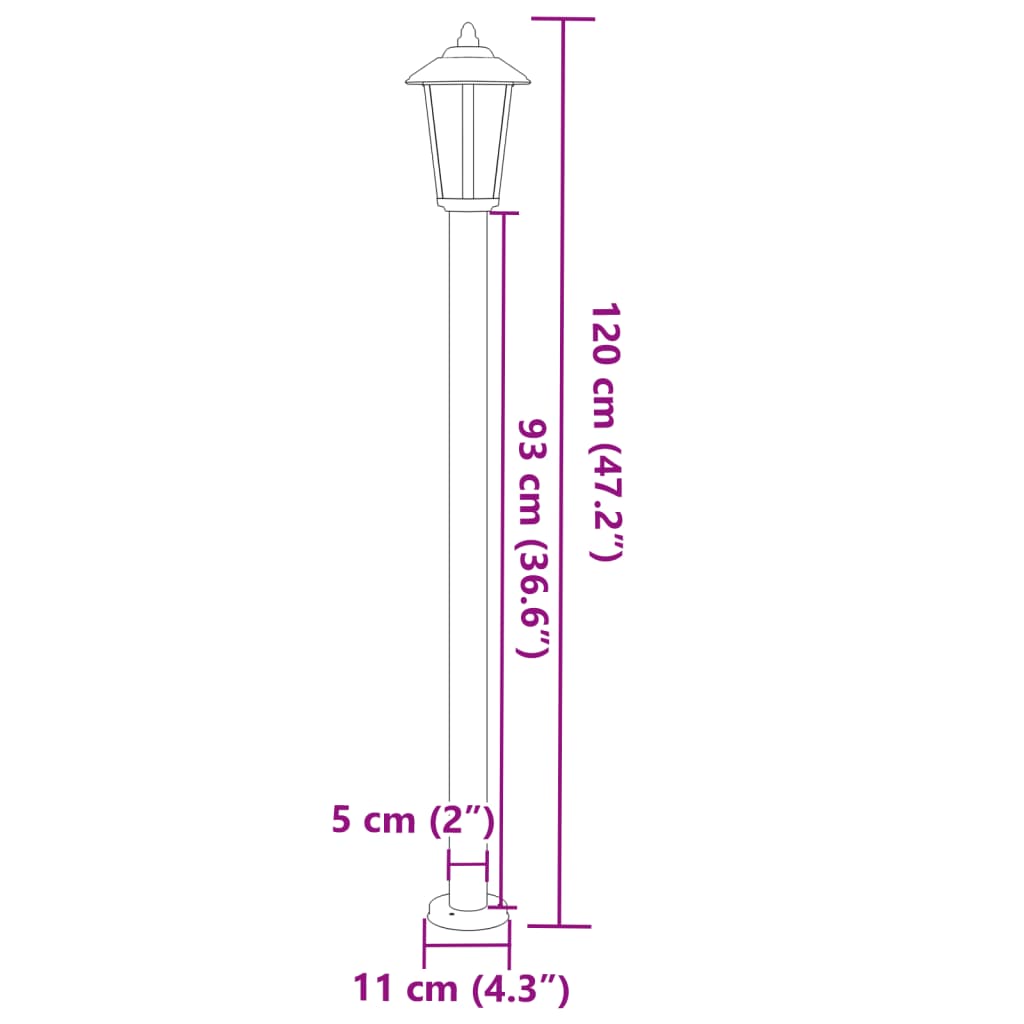 Trädgårdsbelysning Utomhusgolvlampa silver 120 cm rostfritt stål