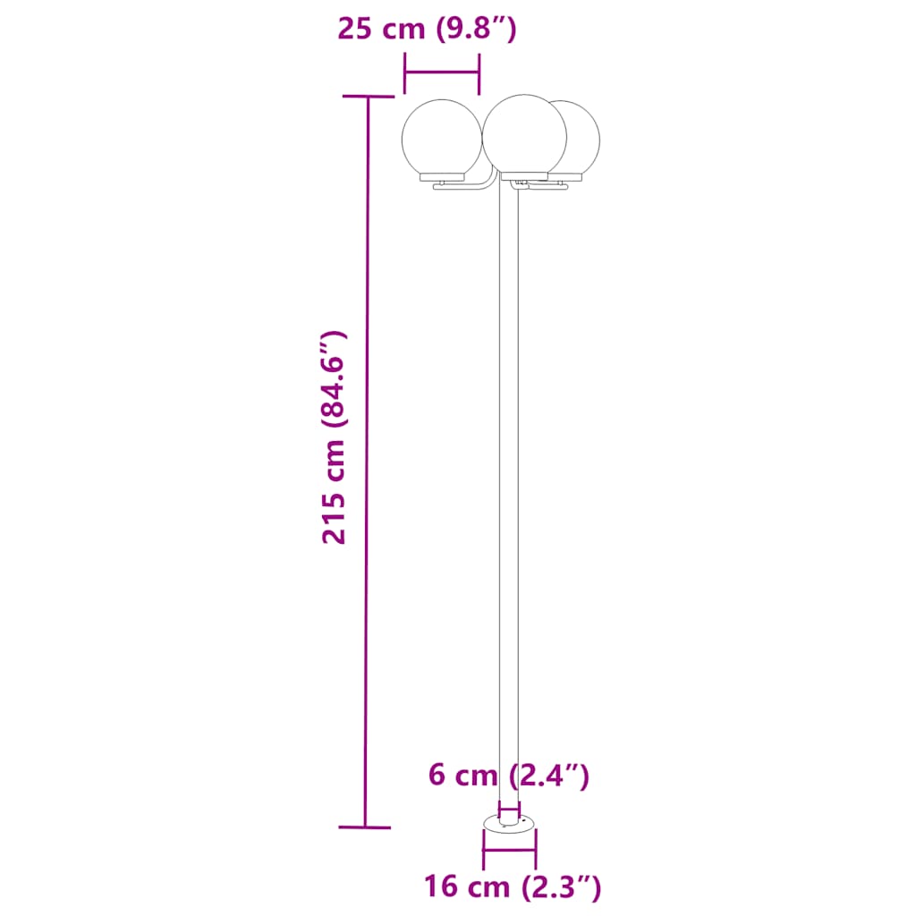 Trädgårdsbelysning Utomhusgolvlampa 3 st silver 215 cm rostfritt stål