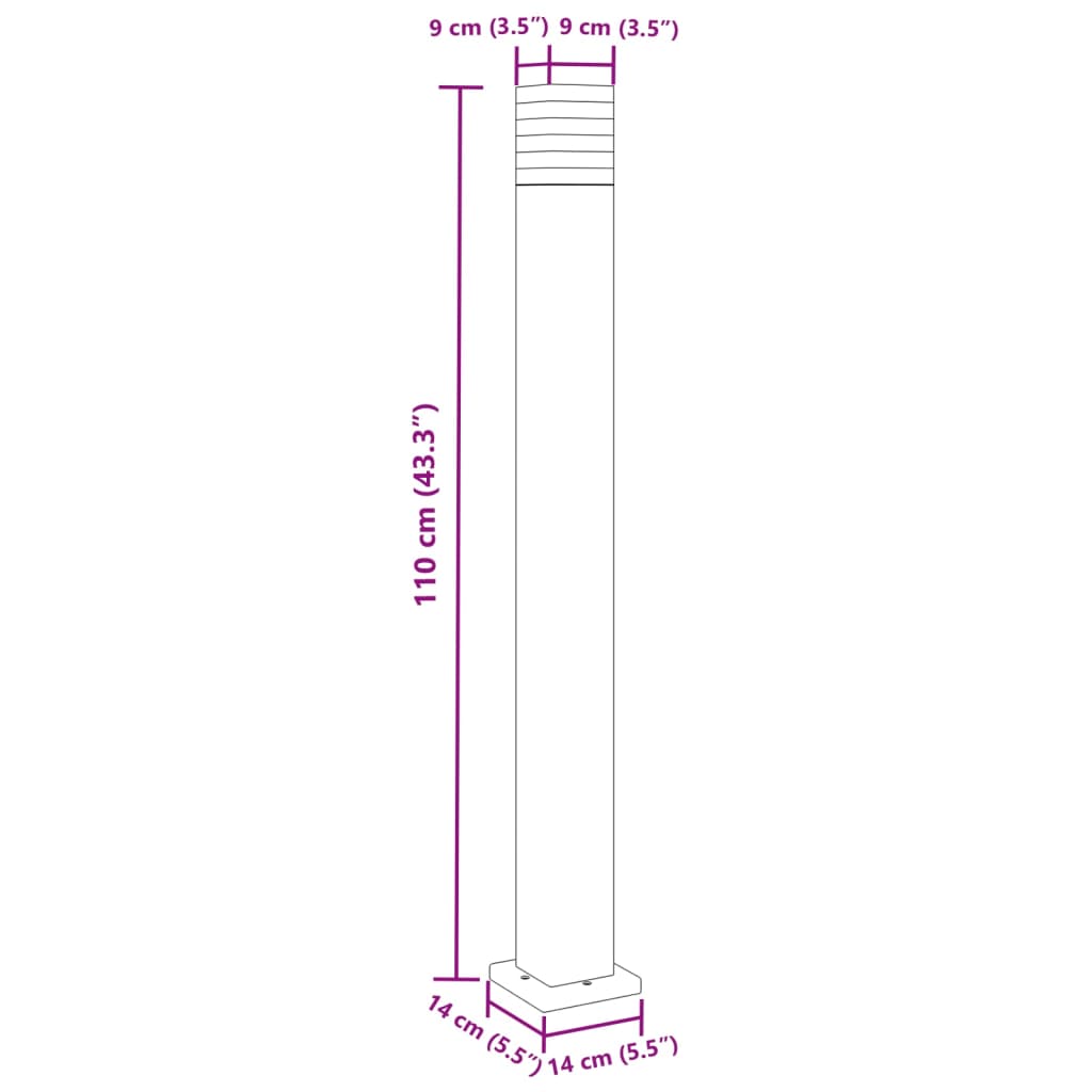 Trädgårdsbelysning Utomhusgolvlampa svart 110 cm aluminium