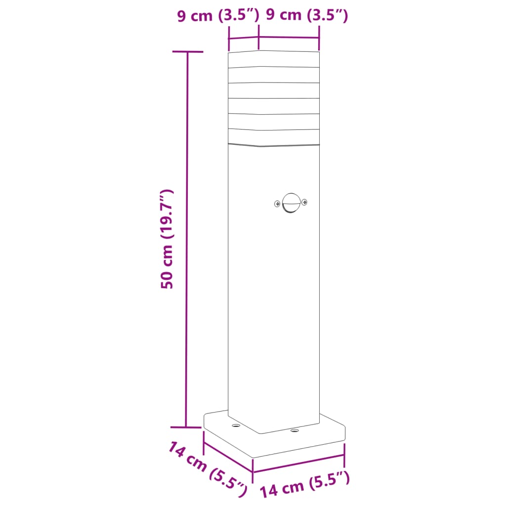 Puutarhavalaistus Ulkolattiavalaisin antureilla 3 kpl mustaa 50 cm alumiinia