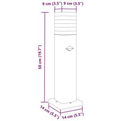 Puutarhavalaistus Ulkolattiavalaisin antureilla 3 kpl mustaa 50 cm alumiinia