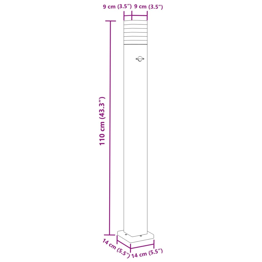 Trädgårdsbelysning Utomhusgolvlampa med sensor svart 110 cm aluminium