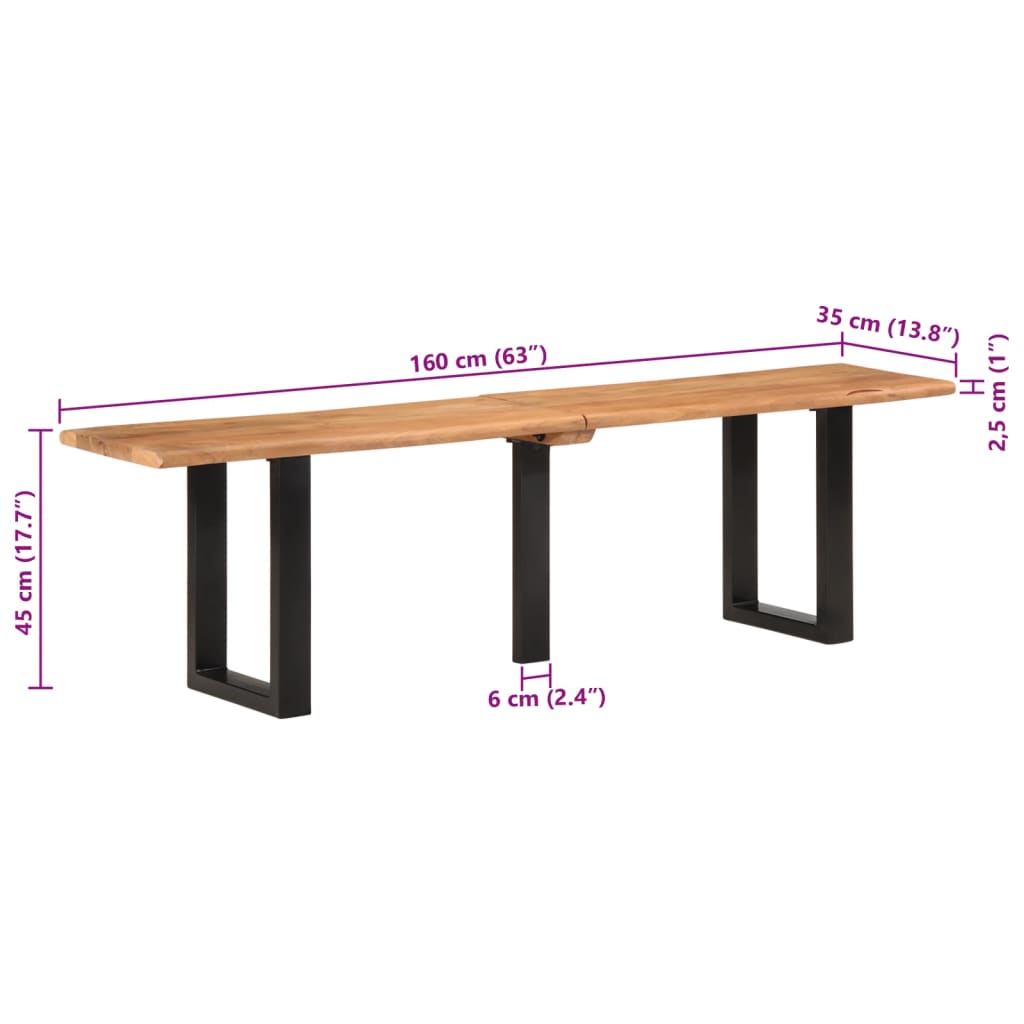 Penkki 160 cm massiivi akaasiapuuta ja terästä