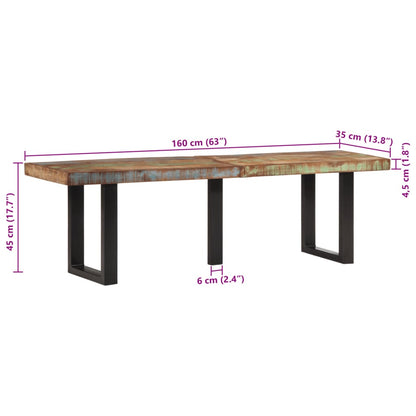 Penkki 160 cm massiivi kierrätyspuuta ja terästä