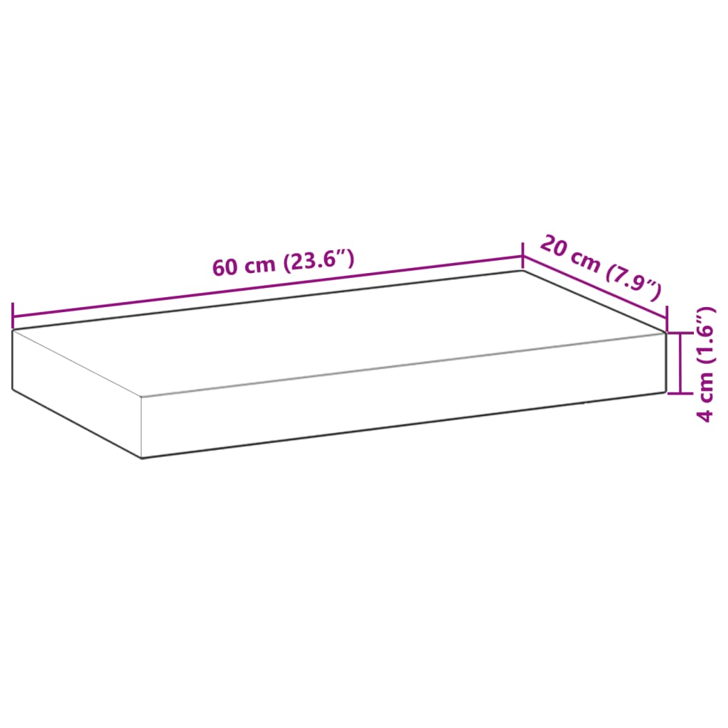 Vägghylla akaciaträ Svävande hylla 60x20x4 cm obehandlat