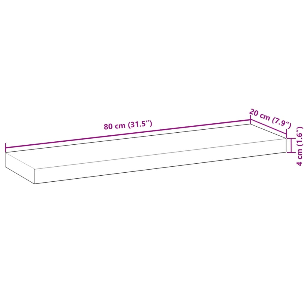 Seinähylly Kelluva hylly 80x20x4 cm käsittelemätön massiivi akaasiapuu