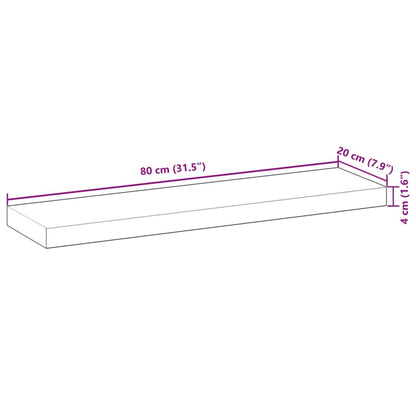 Seinähylly Kelluva hylly 80x20x4 cm käsittelemätön massiivi akaasiapuu