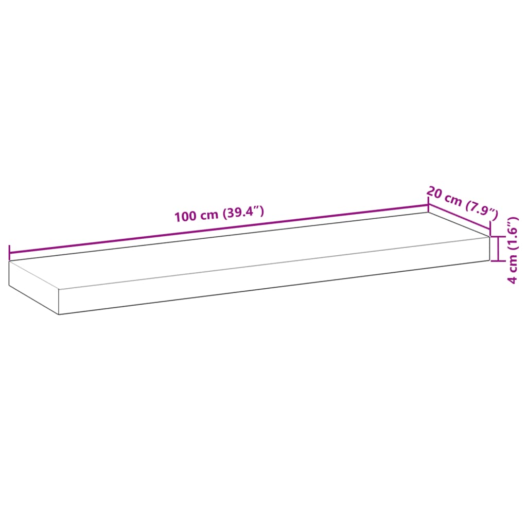 Seinähylly Kelluva hylly 100x20x4 cm käsittelemätön massiivi akaasiapuu