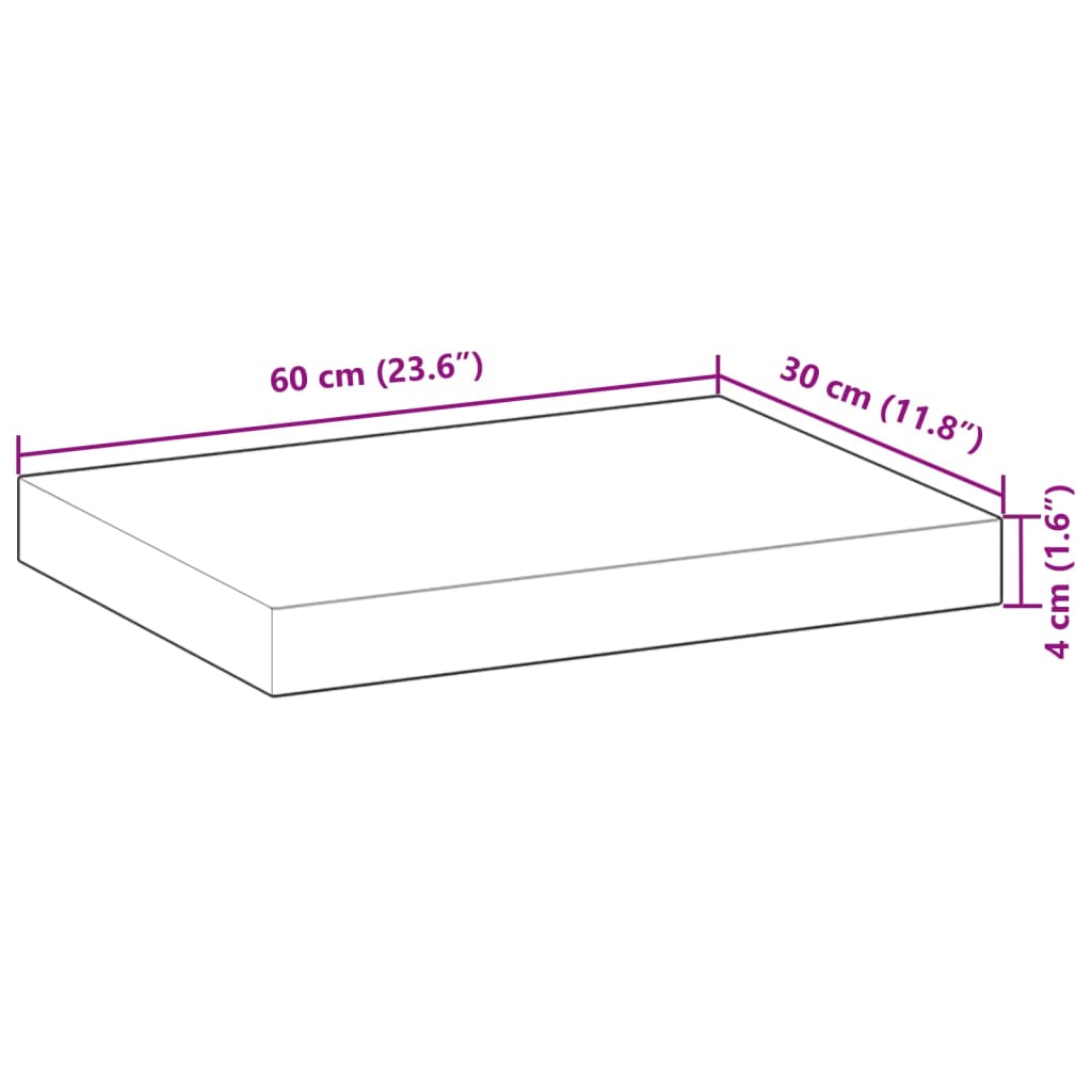 Seinähylly Kelluva hylly 60x30x4 cm käsittelemätön massiivi akaasiapuu