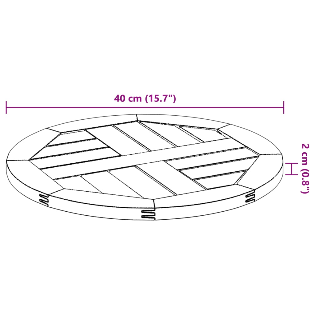 Pöytälevy Ø40x2 cm pyöreä massiivi akaasiapuuta