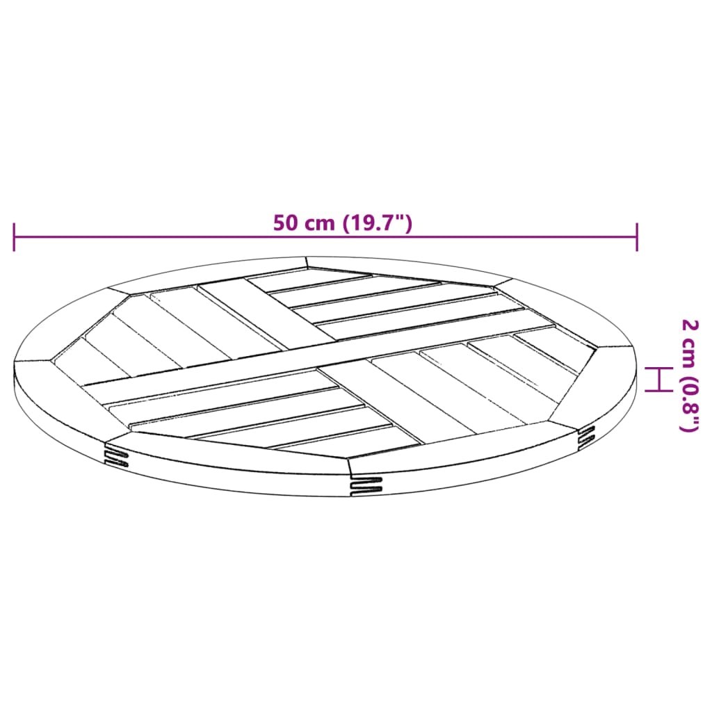 Pöytälevy Ø50x2 cm pyöreä massiivi akaasiapuuta