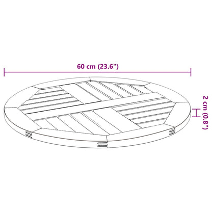 Pöytälevy Ø60x2 cm pyöreä massiivi akaasiapuuta