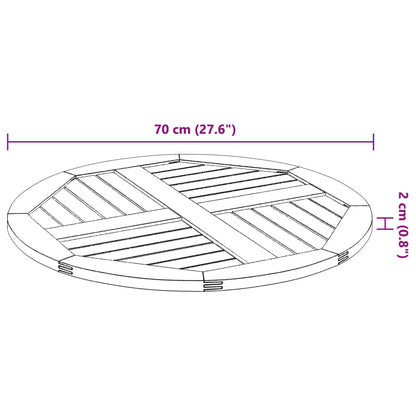 Pöytälevy Ø70x2 cm pyöreä massiivi akaasiapuuta