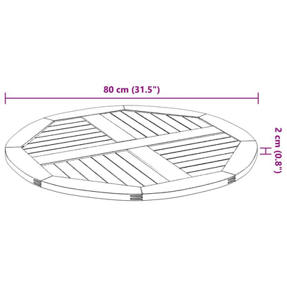 Bordsskiva Ø80x2,2 cm rund massivt akaciaträ