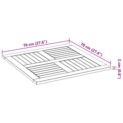 Pöytälevy 70x70x2 cm neliömäinen massiivi akaasia